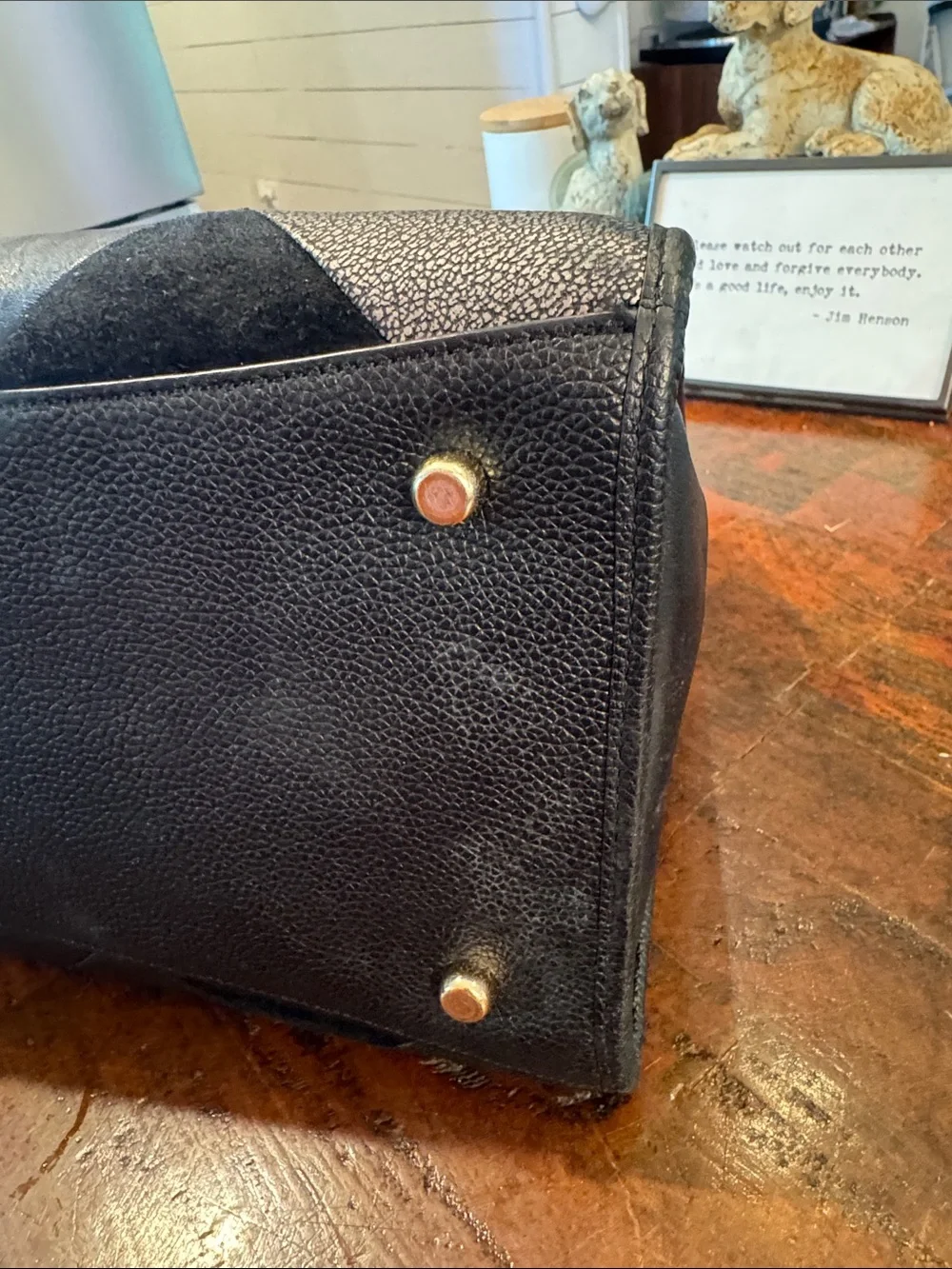 Coach Black Patchwork Leather & Suede Satchel
